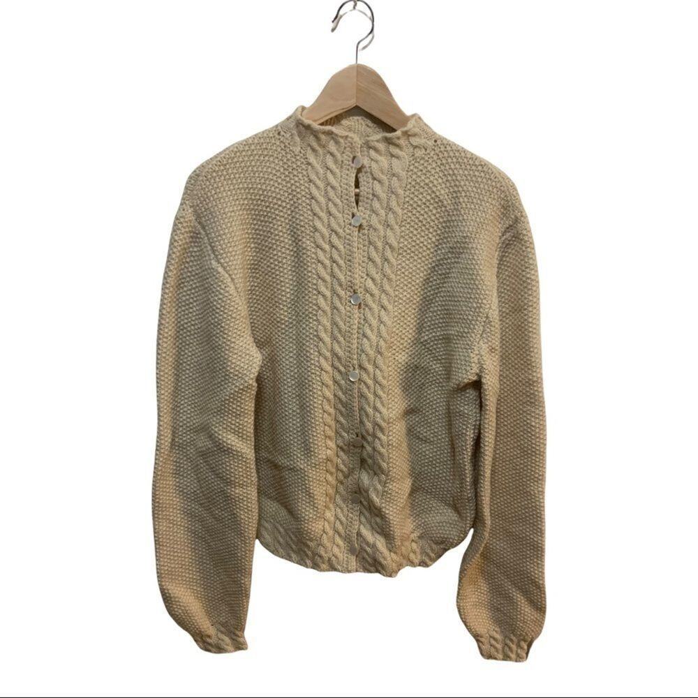Vintage handmade Knit fisherman style cardigan! Cottagecore Size m